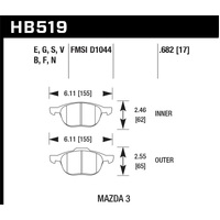 Hawk 2013-2014 Ford Escape (FWD Only) HPS 5.0 Front Brake Pads