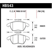 Hawk Audi A3 Quattro / VW EOS / Golf / Jetta / Passat / Rabbit HPS Front Brake Pads