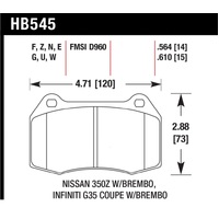 Hawk 2003-2004 Infiniti G35 (w/Brembo Brakes) HPS 5.0 Front Brake Pads