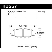 Hawk 2013-2014 Subaru BRZ Ltd (277mm Fr Disc/Solid Rr Disc) High Perf. Street 5.0 Rear Brake Pads