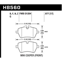 Hawk 05-06 JCW R53 Cooper S & 07+ R56 Cooper S HPS 5.0 Front Brake Pads