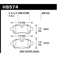 Hawk 07+ Mini Cooper HPS 5.0 Rear Brake Pads