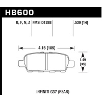 Hawk 2008-2009 Infiniti EX35 Journey HPS 5.0 Rear Brake Pads