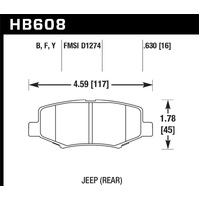 Hawk 2007-2011 Dodge Nitro R/T HPS 5.0 Rear Brake Pads