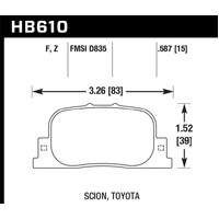 Hawk 05-09 Scion tC / 00-01 Lexus ES300 HPS Street Rear Brake Pads