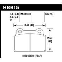 Hawk 2008-2014 Mitsubishi Lancer Evo (1-piece front rotor) High Perf. Street 5.0 Rear Brake Pads