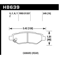 Hawk Camaro V6 HP+ Street Rear Brake Pads