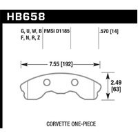 Hawk 06-13 Chevrolet Corvette Z06 DTC-60 Race Front Brake Pads (One Piece)