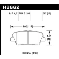 Hawk 10 Hyundai Genesis Coupe (w/o Brembo Breaks) HPS Street 15mm Rear Brake Pads