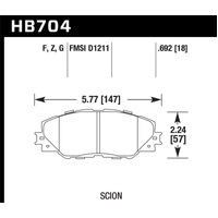 Hawk 09-10 Pontiac Vibe 2.4L / 11-12 Scion tC HPS Front Street Brake Pads