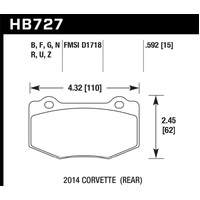 Hawk 2014 Chevrolet Corvette DTC-70 Rear Brake Pads