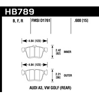 Hawk 15-17 Audi A3/A3 Quattro HPS 5.0 Rear Brake Pads