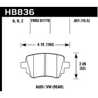 Hawk 15-17 Volkswagen Golf / 15-16 Volkswagen Golf GTI HPS 5.0 Rear Brake Pads