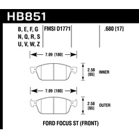 Hawk 15-16 Ford Focus ST (Does Not Fit RS Model) DTC-60 Race Front Brake Pads