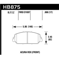 Hawk 14-17 Acura RDX/RLX HPS Street Front Brake Pads