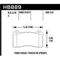 Hawk 2017 Ford Focus HPS 5.0 Front Brake Pads