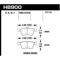 Hawk 16-17 Honda Civic HPS 5.0 Rear Brake Pads