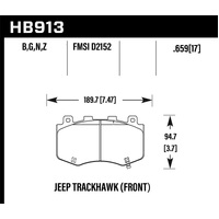 Hawk 18-19 Jeep Grand Cherokee Trackhawk HPS 5.0 Front Brake Pads