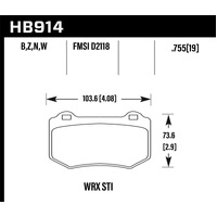 Hawk 2018 Subaru WRX STI HPS 5.0 Rear Brake Pads