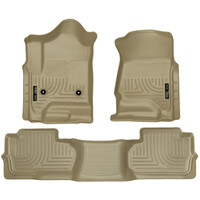 Husky Liners 14 Chevrolet Silverado/GMC Sierra Dbl Cab WeatherBeater Tan Front&2nd Seat Floor Liners