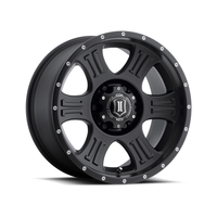 ICON Shield 17x8.5 5x5 0mm Offset 4.75in BS 71.5mm Bore Satin Black Wheel