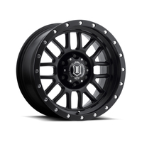 ICON Alpha 17x8.5 6x5.5 0mm Offset 4.75in BS 106.1mm Bore Satin Black Wheel