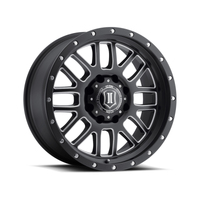 ICON Alpha 20x9 8x170 0mm Offset 5in BS 125.2mm Bore Satin Black/Milled Windows Wheel