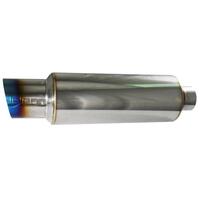 Injen 2 3/8 Universal Muffler w/Titanium burnt rolled Tip and stainless steel resonated inner wall