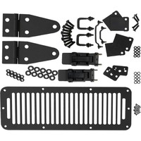 Kentrol 78-95 Jeep CJ/Wrangler YJ Hood Kit With TJ Style Hood Catch - Powdercoat Black