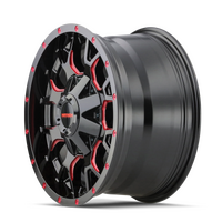 Mayhem 8015 Warrior 18x9 / 8x180 BP / 18mm Offset / 124.1mm Hub Black w/ Prism Red Wheel