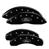 MGP 4 Caliper Covers Engraved Front & Rear Oval logo/Ford Black finish silver ch