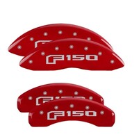 MGP 4 Caliper Covers Engraved Front & Rear F-150 Logo Red Finish Silver Char 2021 Ford F-150