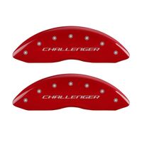 MGP 4 Caliper Covers Engraved Front Block/Challenger Engraved Rear Vintage Style/RT Red fnsh slvr ch