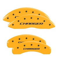 MGP 4 Caliper Covers Engraved Front & Rear Block/Charger Yellow finish black ch