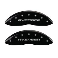 MGP 4 Caliper Covers Engraved Front & Rear With out stripes/Avenger Black finish silver ch