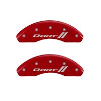 MGP 4 Caliper Covers Engraved Front & Rear With stripes/Dart Red finish silver ch