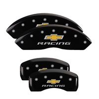 MGP 4 Caliper Covers Engraved Front & Rear Chevy racing Black finish silver ch