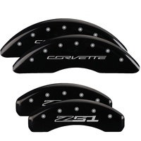 MGP 4 Caliper Covers Engraved Front Corvette C7 Engraved Rear Z51/2015 Black finish silver ch