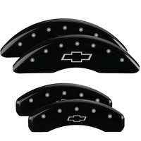 MGP 4 Caliper Covers Engraved Front & Rear Bowtie Black finish silver ch