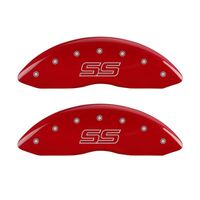 MGP 4 Caliper Covers Engraved Front & Rear Trailblazer style/SS Red finish silver ch