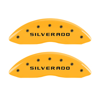 MGP 4 Caliper Covers Engraved Front & Rear Silverado Yellow Finish Black Char 2005 Chevrolet Astro