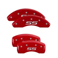 MGP 4 Caliper Covers Engraved Front & Rear Monte Carlo style/SS Red finish silver ch