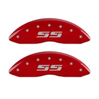 MGP 2 Caliper Covers Eng Front Silverado SS Red Finish Sil Char 2010 Chevy Silverado 1500