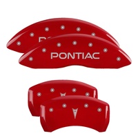 MGP 4 Caliper Covers Engraved Front Pontiac Engraved Rear Arrow Red finish silver ch