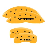 MGP 4 Caliper Covers Engraved Front & Rear Vtech Yellow Finish Black Char 2009 Honda Ridgeline