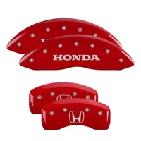 MGP 4 Caliper Covers Engraved Front Honda Engraved Rear H Logo Red finish silver ch