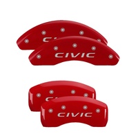 MGP 4 Caliper Covers Engraved Front 2016/CIVIC Engraved Rear 2016/CIVIC Red finish silver ch