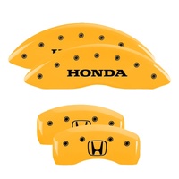 MGP 4 Caliper Covers Engraved Front Honda Engraved Rear H Logo Yellow finish black ch