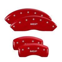 MGP 4 Caliper Covers Engraved Front & Rear MGP Red Powder Coat Finish Silver Characters