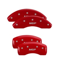 MGP 4 Caliper Covers Engraved Front & Rear MGP Red Finish Silver Char 2017 Hyundai Veloster